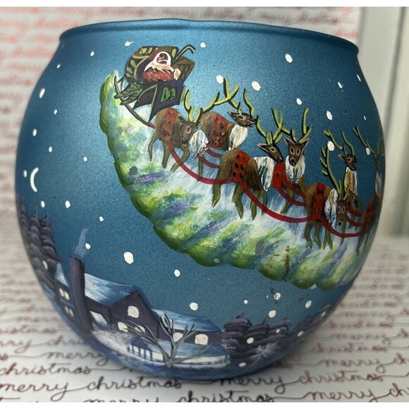 Christmas Reindeer Winter land 3 " Candle Holder Hand Painted - Picture 11 of 12